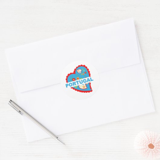 Erg Portugees hart Ronde Sticker (Envelop)
