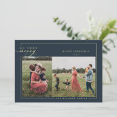 Erg prettige moderne goudkalligrafie kerstfoto feestdagenkaart (Staand voorkant)