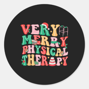 Erg vrolijke fysiotherapie met kerst ronde sticker