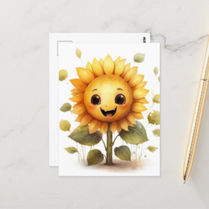 Erg vrolijke gele zonnebloem briefkaart