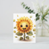 Erg vrolijke gele zonnebloem briefkaart (Staand voorkant)