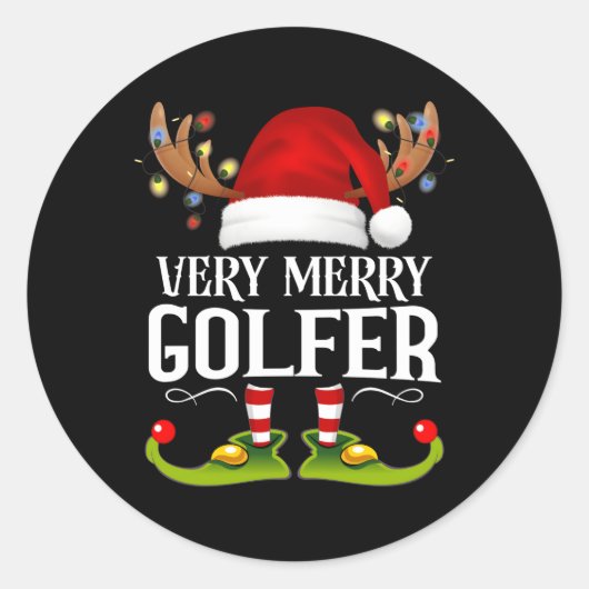 Erg vrolijke X-mas golfer Ronde Sticker (Voorkant)