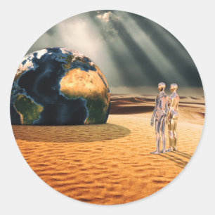 Ergens Anders – Naar de Wereld Kijkend Ronde Sticker