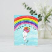 Ergens boven het regenboog Wenskaart Aankondiging (Staand voorkant)