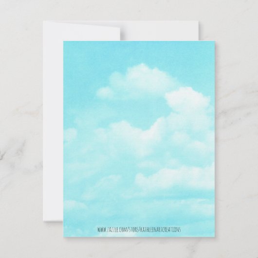 Ergens boven het regenboog Wenskaart Aankondiging (Achterkant)