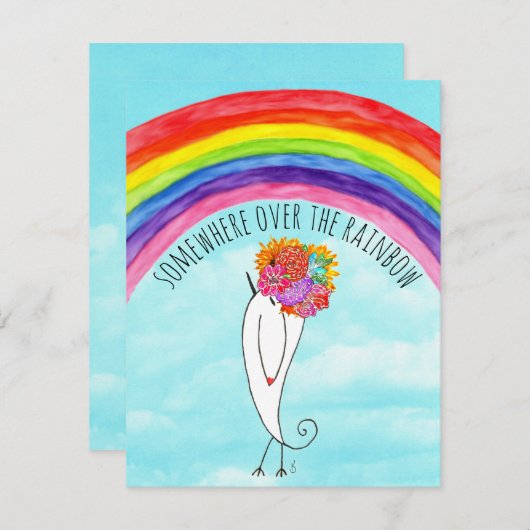 Ergens boven het regenboog Wenskaart Aankondiging (Voorkant / Achterkant)