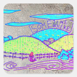 Ergens / Ergens op stille achtergrond Vierkante Sticker