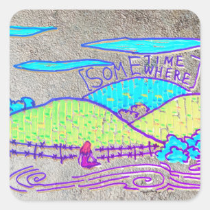 Ergens / Ergens op stille achtergrond Vierkante Sticker