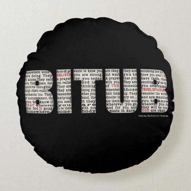 Ergens iemand (BITUB) Rond Kussen (Voorkant)