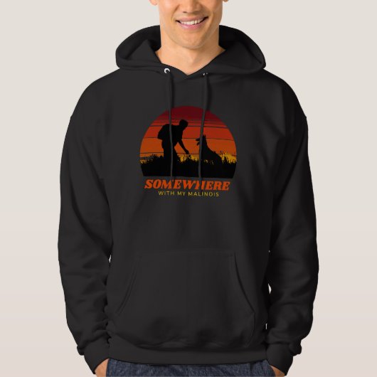 Ergens met mijn Malinois Mannen buiten Hoodie (Voorkant)