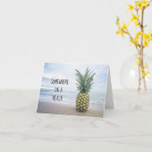 Ergens op een Beach Pineapple Note Kaart (Gele Bloem)