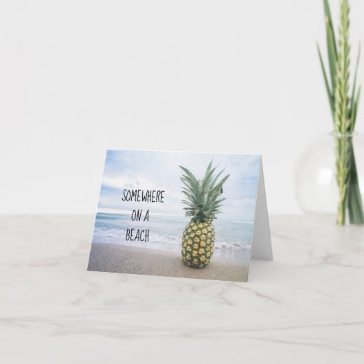Ergens op een Beach Pineapple Note Kaart (Voorkant)