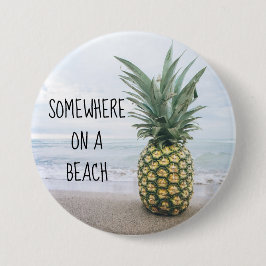 Ergens op een strand ananas knop ronde button 7,6 cm