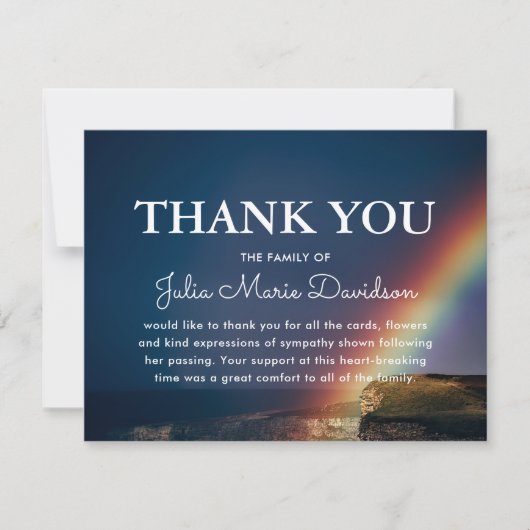 Ergens Over De Regenboog | rouwkaarten met dankbet Bedankkaart (Voorkant)
