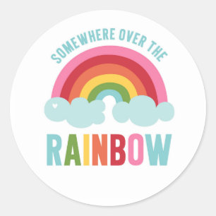 Ergens over de regenboogsticker ronde sticker