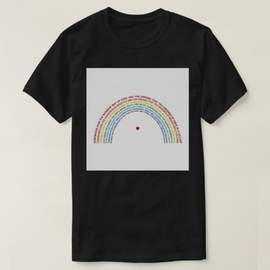 Ergens over het Sierkussen van de regenboog T-shirt (Design voorkant)