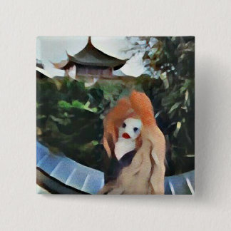 Ergens Pixie Vierkante Button 5,1 Cm