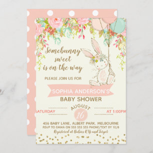 Ergens Sweet Bunny Baby shower Uitnodiging