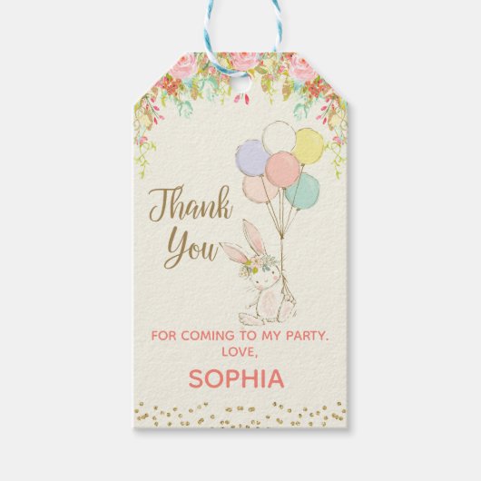 Ergens Sweet Bunny First Birthday Cadeaulabel (Voorkant)