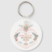 Ergens tussen Jezus en de gevangenis grappig Sleutelhanger (Voorkant)