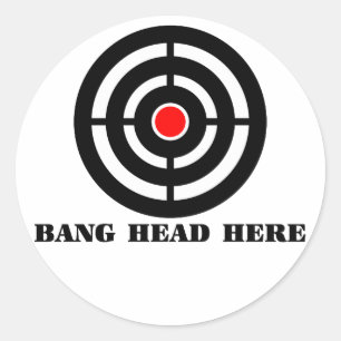 Ergonomische stressrust: Bang Head, hier Ronde Sticker