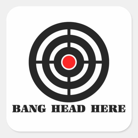 Ergonomische stressrust: Bang Head, hier Vierkante Sticker (Voorkant)