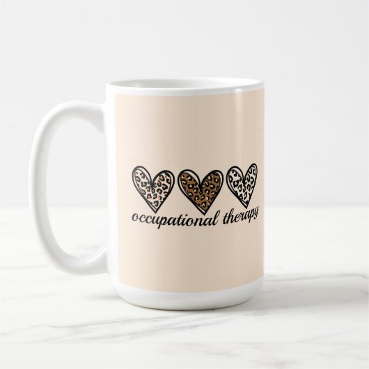 Ergotherapie Cheetach Print Hart Koffiemok (Links)