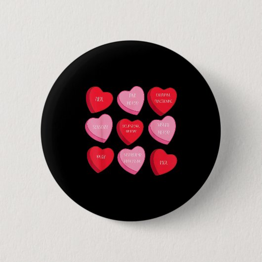 Ergotherapie Hart Snoep Valentijnsdag Ot Ronde Button 5,7 Cm (Voorkant)