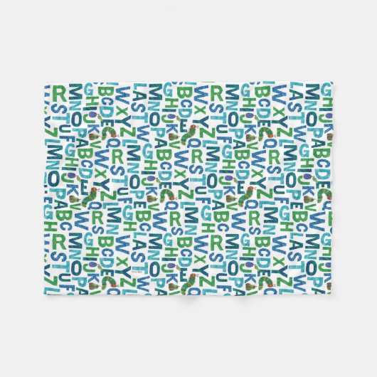 Eric Carle | Blauw en groen alfabet patroon Fleece Deken (Voorkant (Horizontaal))