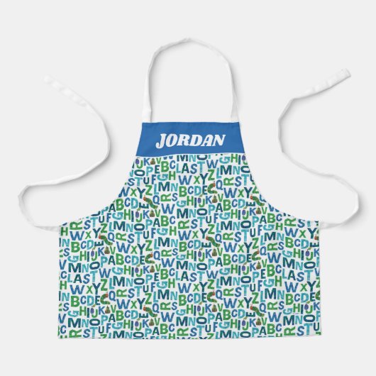 Eric Carle | Blauw en groen alfabet patroon Schort (Voorkant)