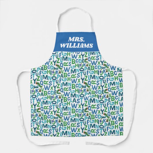 Eric Carle | Blauw en groen alfabet patroon Schort (Voorkant)