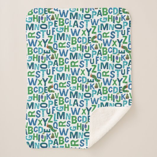 Eric Carle | Blauw en groen alfabet patroon Sherpa Deken (Voorkant)