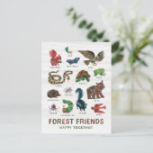 Eric Carle | Bosvrienden gelukkig samen Briefkaart (Staand voorkant)