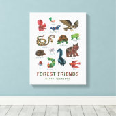 Eric Carle | Bosvrienden gelukkig samen Canvas Afdruk (Insitu (Houten vloer))
