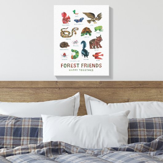 Eric Carle | Bosvrienden gelukkig samen Canvas Afdruk (Insitu (Slaapkamer))