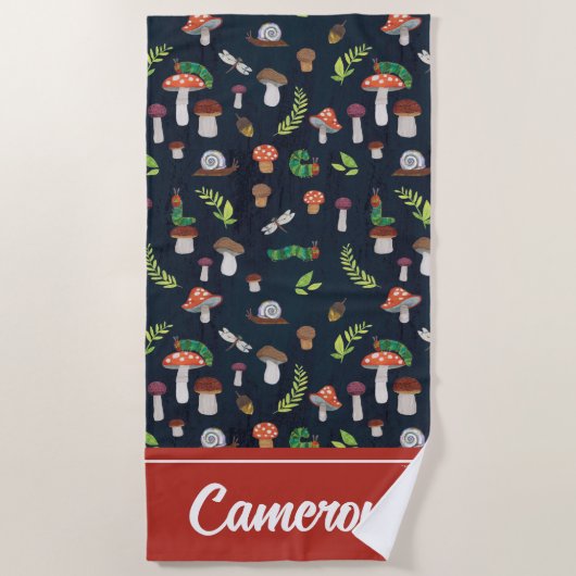 Eric Carle | Bugs en paddenstoelen patroon Strandlaken (Voorkant)