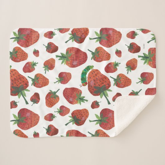 Eric Carle | Caterpillar en aardbeienpatroon Sherpa Deken (Voorkant (horizontaal))