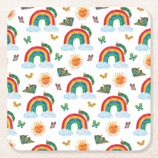 Eric Carle | Caterpillar naar Rainbow Butterfly Kartonnen Onderzetters (Voorkant)