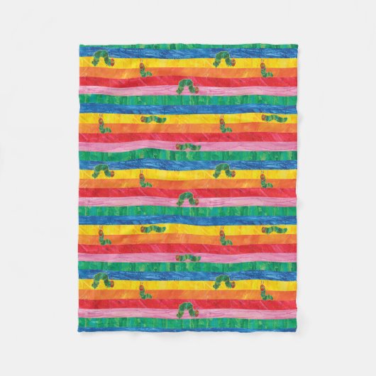 Eric Carle | Caterpillar regenboog streep patroon Fleece Deken (Voorkant)