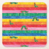 Eric Carle | Caterpillar regenboog streep patroon Kartonnen Onderzetters (Voorkant)