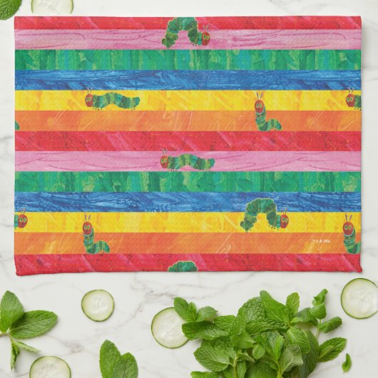 Eric Carle | Caterpillar regenboog streep patroon Theedoek (Gevouwen)
