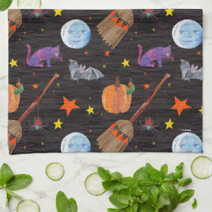 Eric Carle Caterpillar zwart Halloween patroon Theedoek