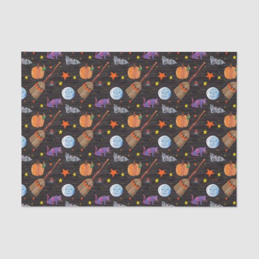 Eric Carle | Caterpillar zwart Halloween patroon Tissuepapier (Voorkant)