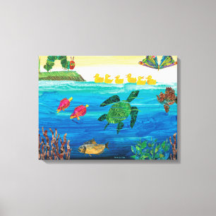 Eric Carle   Colorful Pond Scene Canvas Afdruk