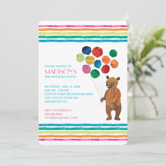 Eric Carle | Verjaardag van Beary Rainbow Kaart (Staand voorkant)