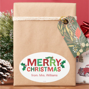 Eric Carle   vrolijk kerstfeest Ovale Sticker