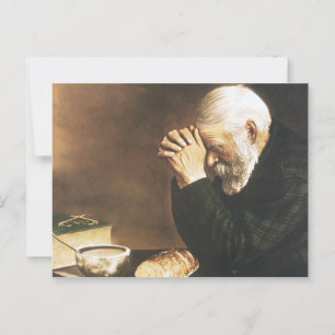 Eric Enstrom Grace Man biddend over broodprint Briefkaart
