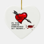 Eric is de pijl door mijn hart keramisch ornament (Achterkant)