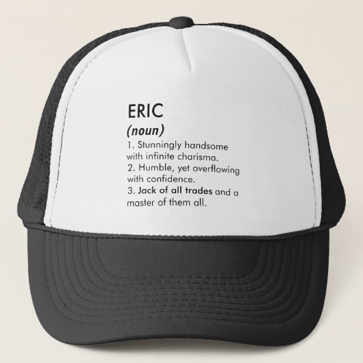 Eric naam, Bewerkbare naam, Aangepaste naam Trucker Pet (Voorkant)