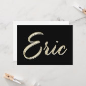 Eric Name white gold Handwriting Karte Kaart (Voorkant / Achterkant in situ)